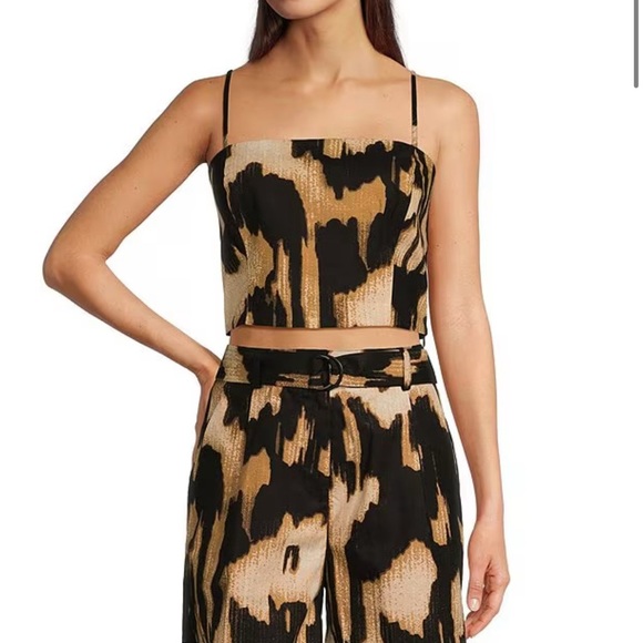 Le’ AL.X Abstract Ikat Printed Sleeveless Square Neckline Bra Top M - Picture 1 of 4